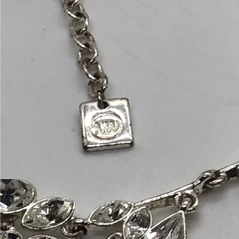 Statement Necklace Silver toned and clear stone (glass?)